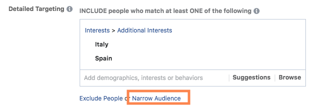 Detailed audience targetting on Facebook