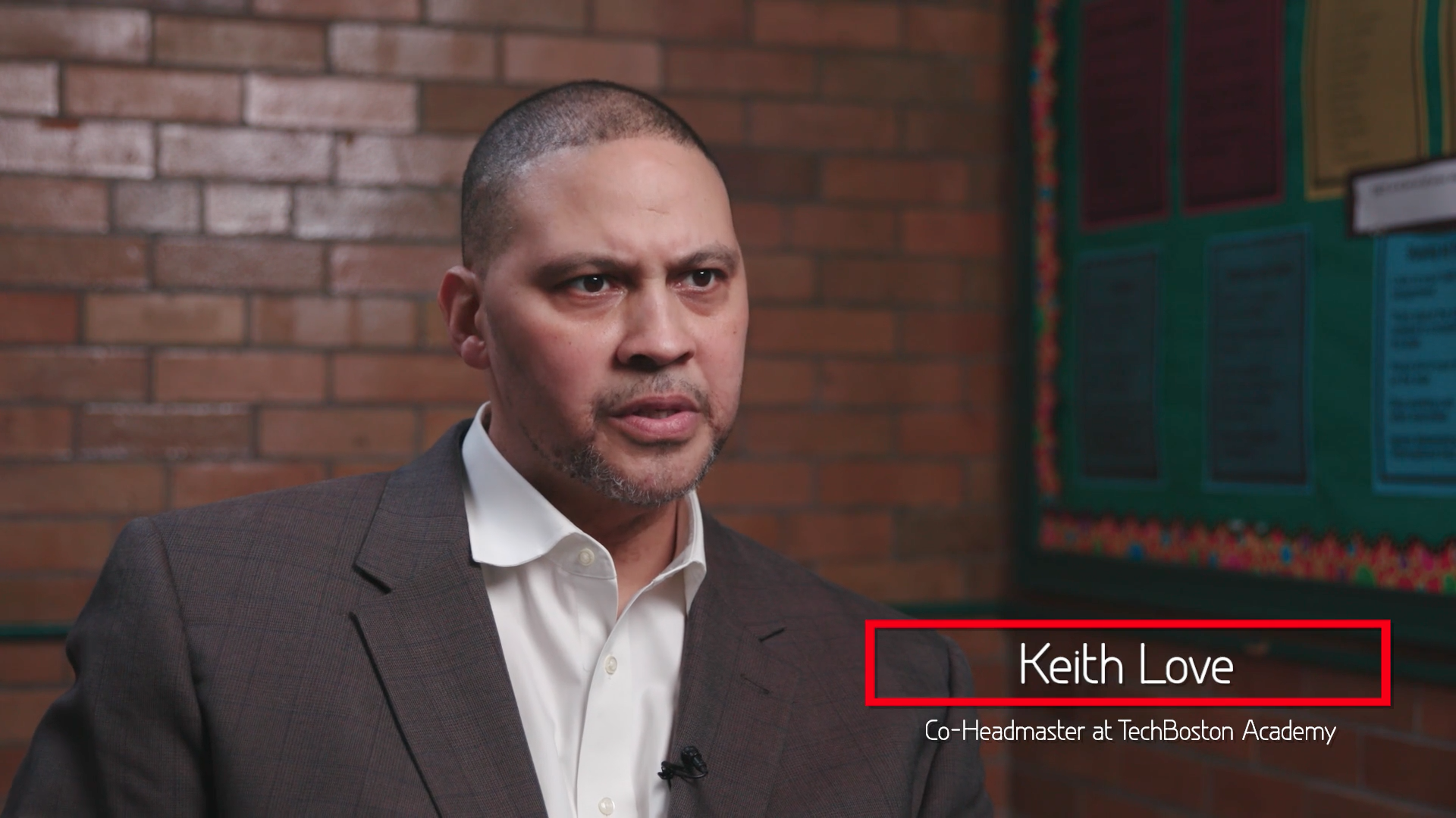 An on camera interview with Keith Love, the Co-Headmaster at TechBoston Academy