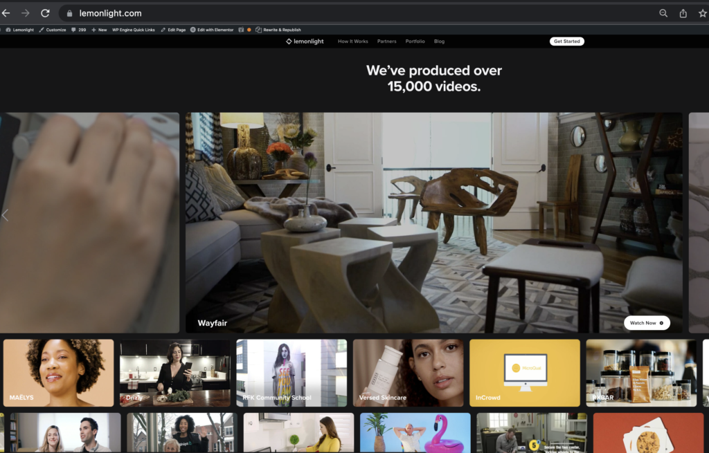 Lemonlight's website relies heavily on video to engage our audiences.