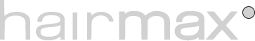 The word "hairmax" in lowercase gray letters with a small gray circle outlined in black at the upper right corner.