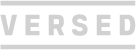 Gray and white logo with the word "VERSED" in uppercase block letters, centered on a white background with gray borders.